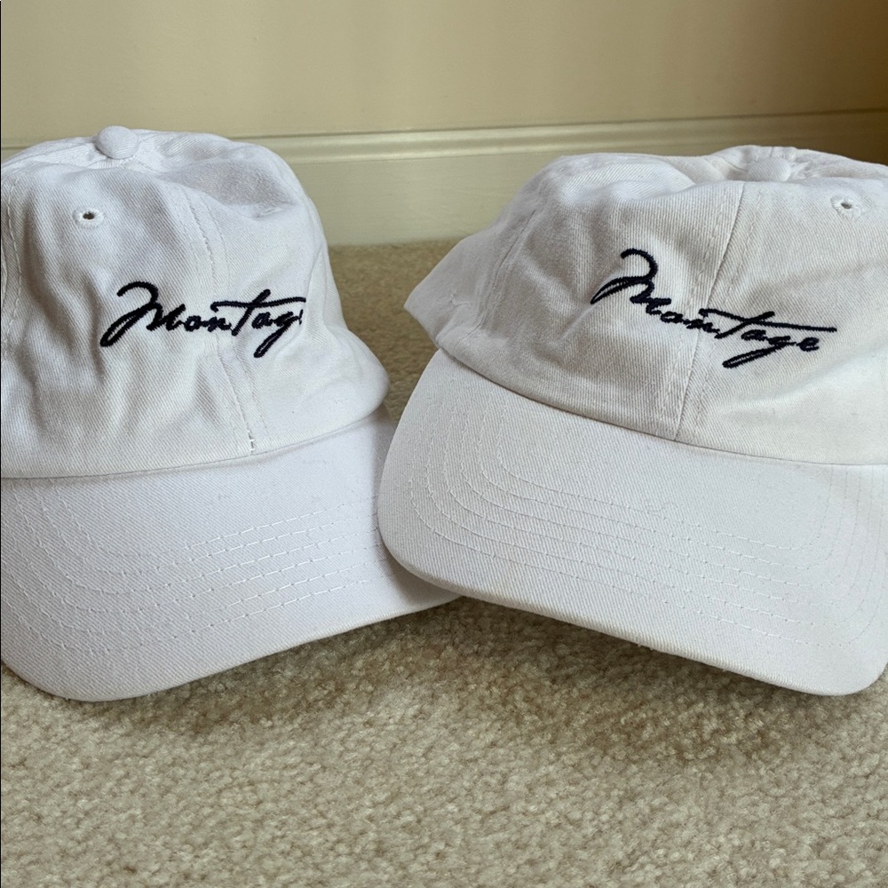 Montage Kapalua Bay White Baseball Cap with Embroidered Logo - Set of 2